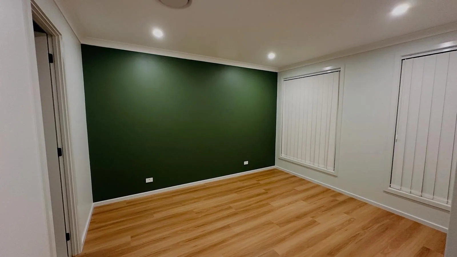 Green feature wall, full bedroom repaint